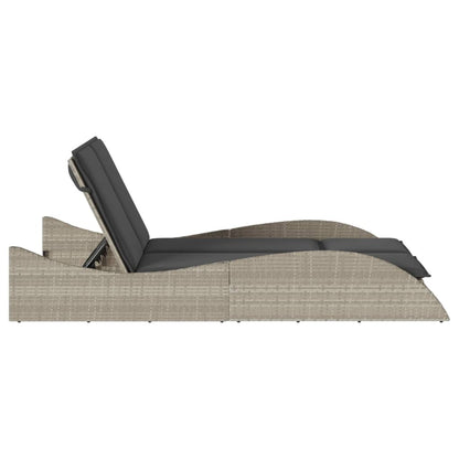 Espreguiçadeira c/ almofadões 114x205x73 cm vime PE cinza-claro