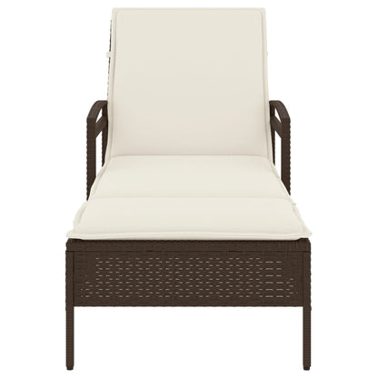 Espreguiçadeira com almofadão 63x200x81 cm vime PE castanho