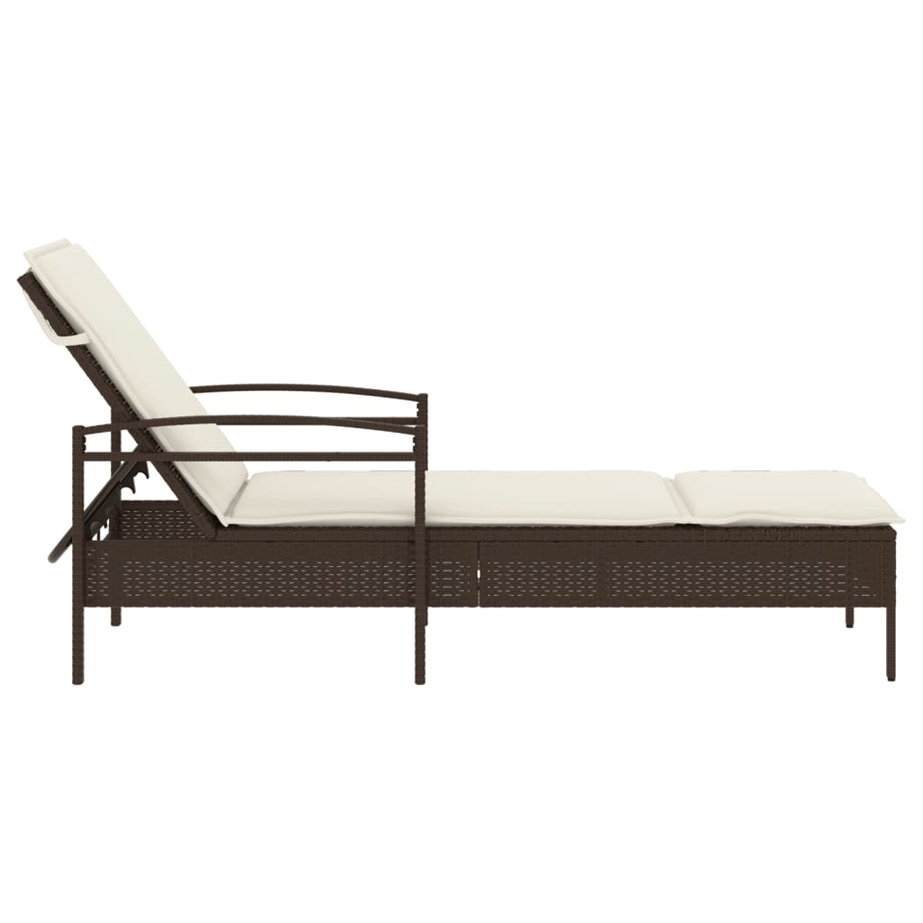 Espreguiçadeira com almofadão 63x200x81 cm vime PE castanho