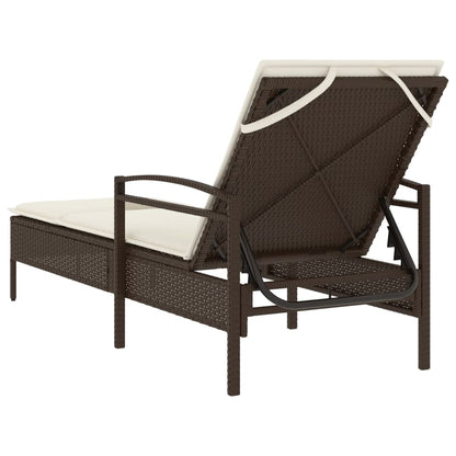 Espreguiçadeira com almofadão 63x200x81 cm vime PE castanho