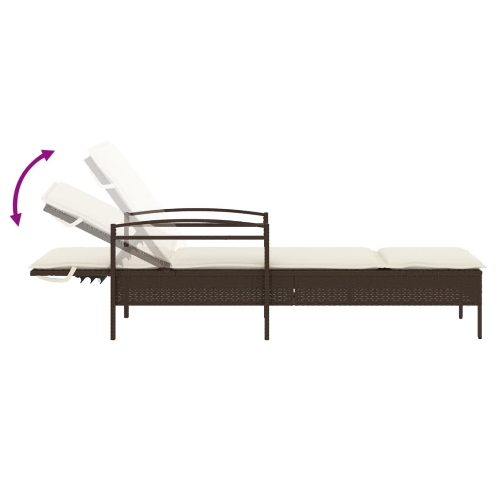 Espreguiçadeira com almofadão 63x200x81 cm vime PE castanho