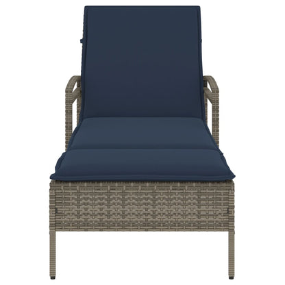 Espreguiçadeira com almofada cinza 63x200x81 cm vime sintético (apenas EUA)