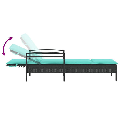 Espreguiçadeira com almofada preta 63x200x81 cm vime sintético (apenas EUA)