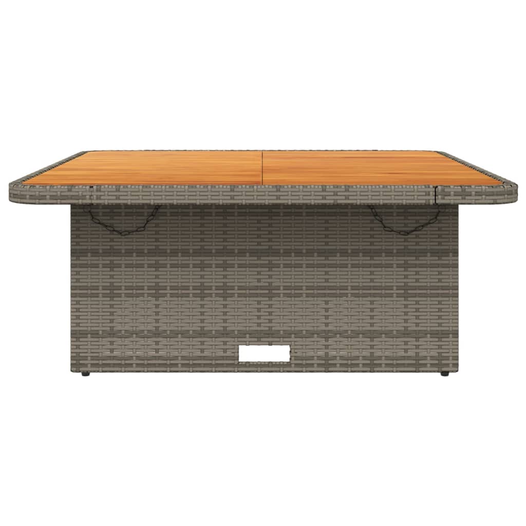 Mesa de jardim 110x110x71 cm vime PE e madeira de acácia cinza