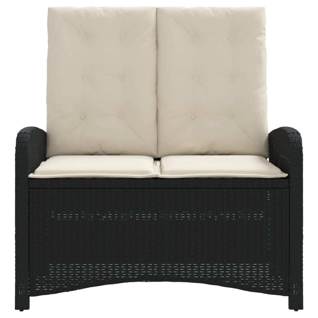 Banco de jardim reclinável com almofadões vime PE preto