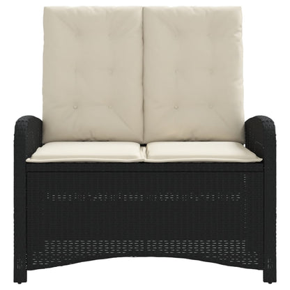 Banco de jardim reclinável com almofadões vime PE preto