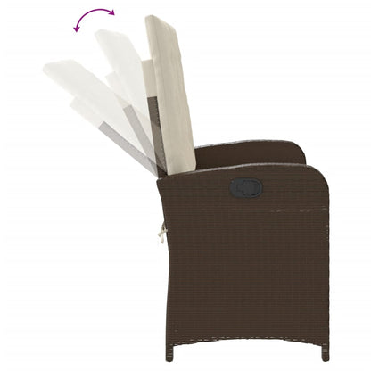 Banco de jardim reclinável com almofadões vime PE castanho