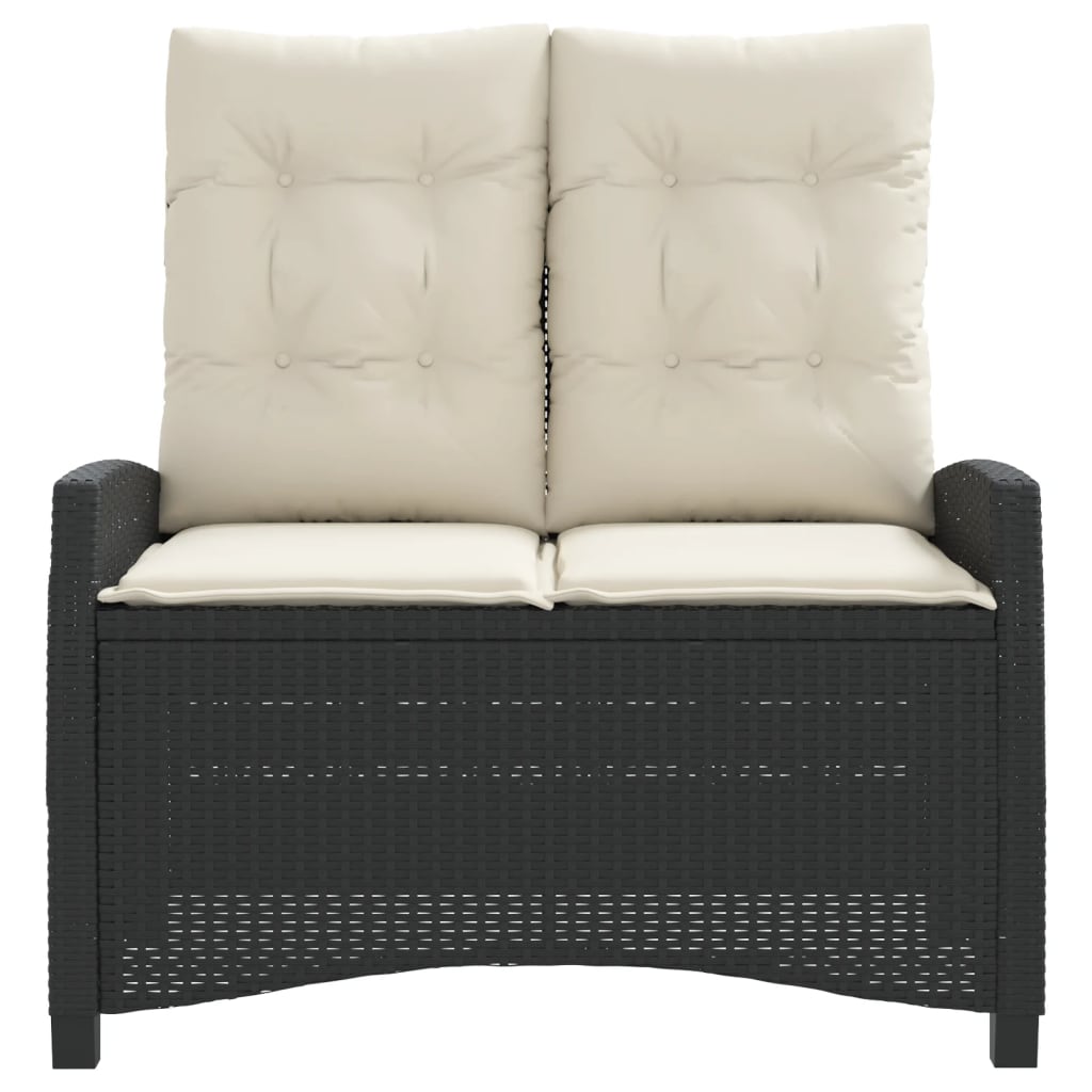 Banco de jardim reclinável com almofadões vime PE preto