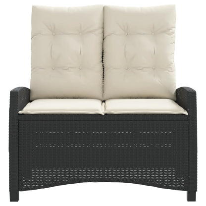 Banco de jardim reclinável com almofadões vime PE preto