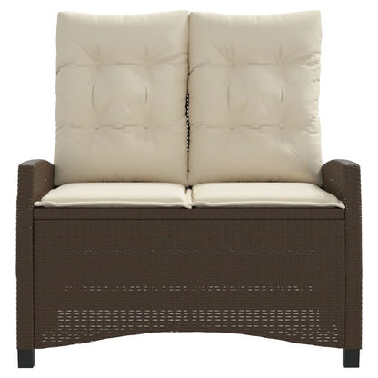 Banco de jardim reclinável com almofadões vime PE castanho