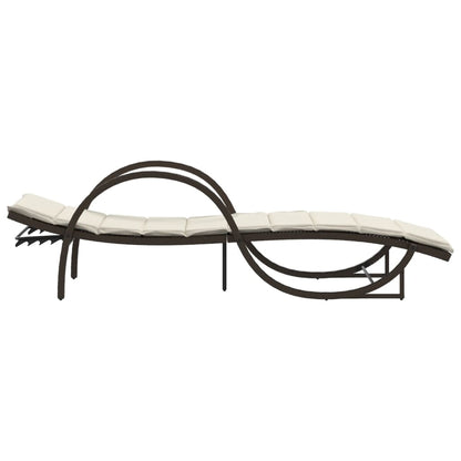 Espreguiçadeira com almofadão 60x199x42 cm vime PE castanho