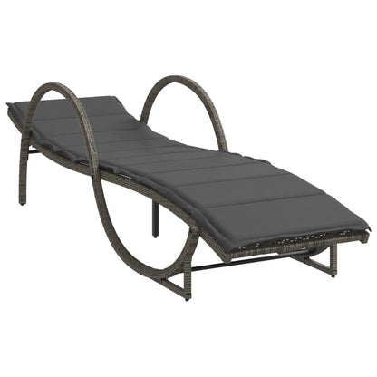 Espreguiçadeiras com mesa 2 pcs vime PE cinzento