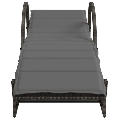 Espreguiçadeiras com mesa 2 pcs vime PE cinzento