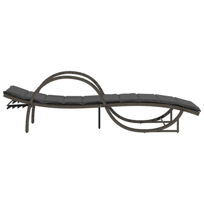 Espreguiçadeiras com mesa 2 pcs vime PE cinzento