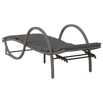 Espreguiçadeiras com mesa 2 pcs vime PE cinzento