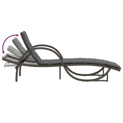 Espreguiçadeiras com mesa 2 pcs vime PE cinzento