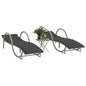 Espreguiçadeiras com mesa 2 pcs vime PE cinzento-claro