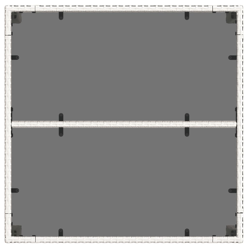 Mesa de jardim com tampo de vidro 90x90x75 cm vime PE branco