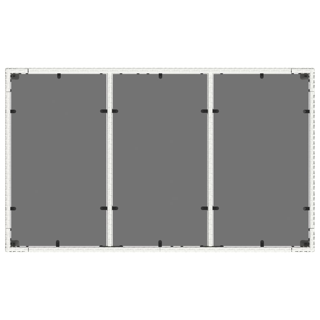 Mesa de jardim com tampo de vidro 150x90x75 cm vime PE branco