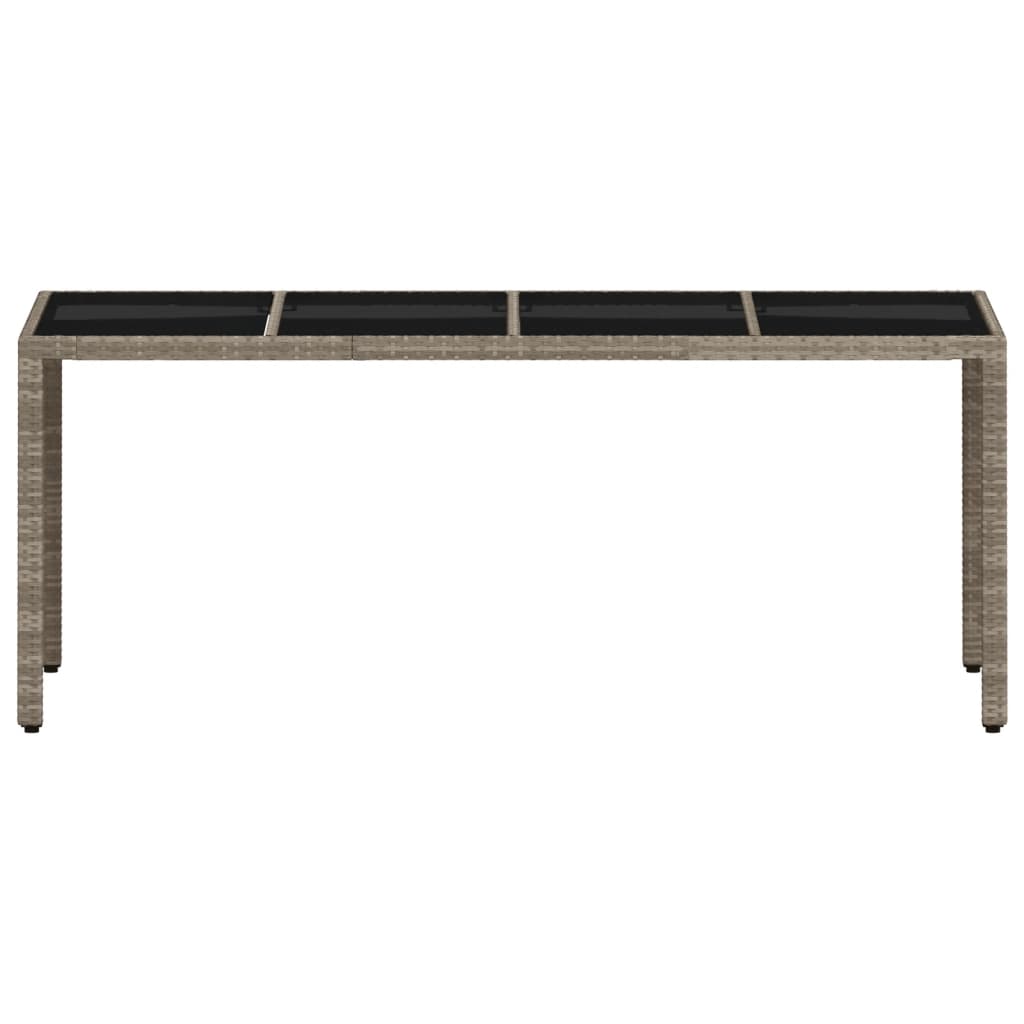 Mesa de jardim c/ tampo vidro 190x90x75 cm vime PE cinza-claro