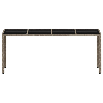 Mesa de jardim c/ tampo vidro 190x90x75 cm vime PE cinza-claro