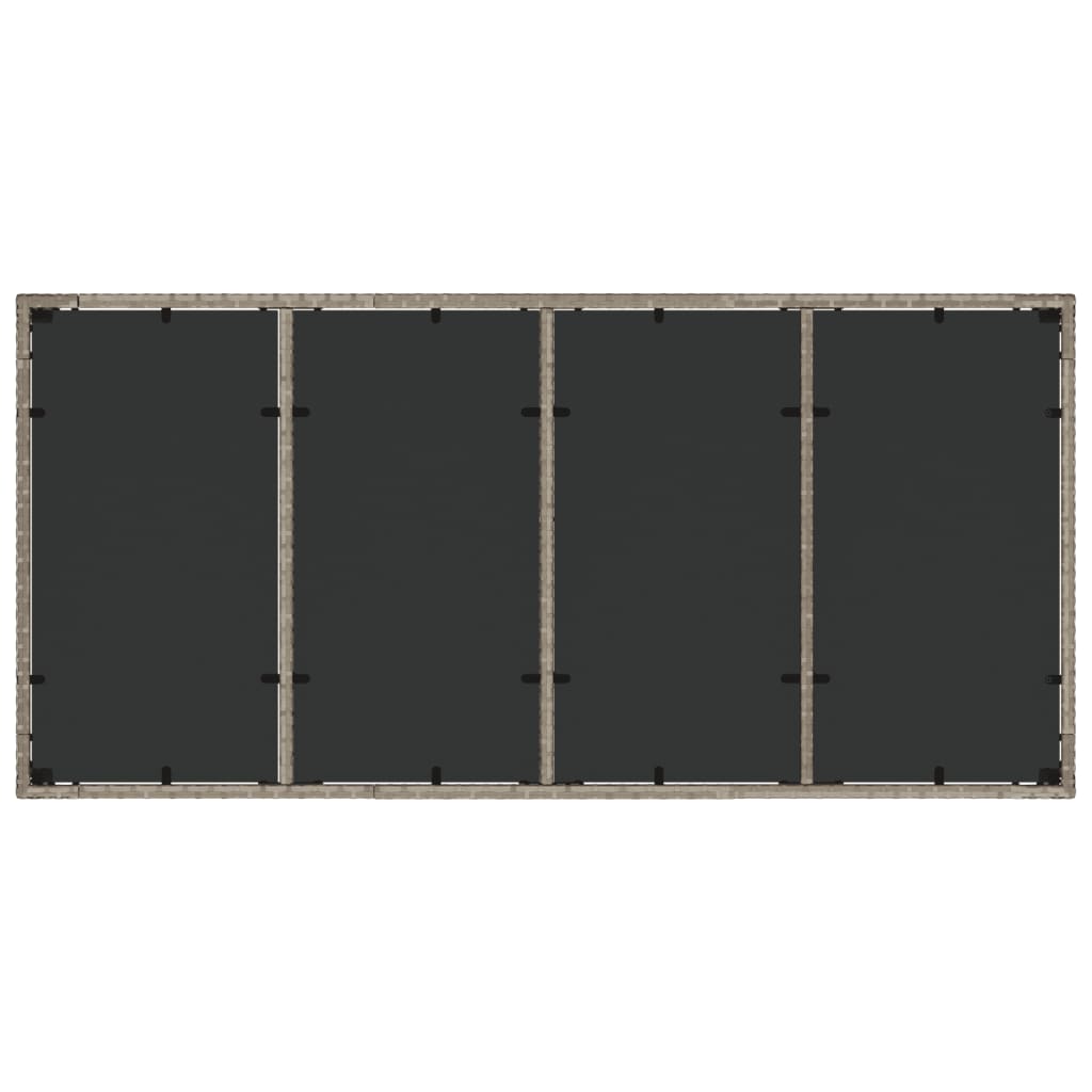 Mesa de jardim c/ tampo vidro 190x90x75 cm vime PE cinza-claro