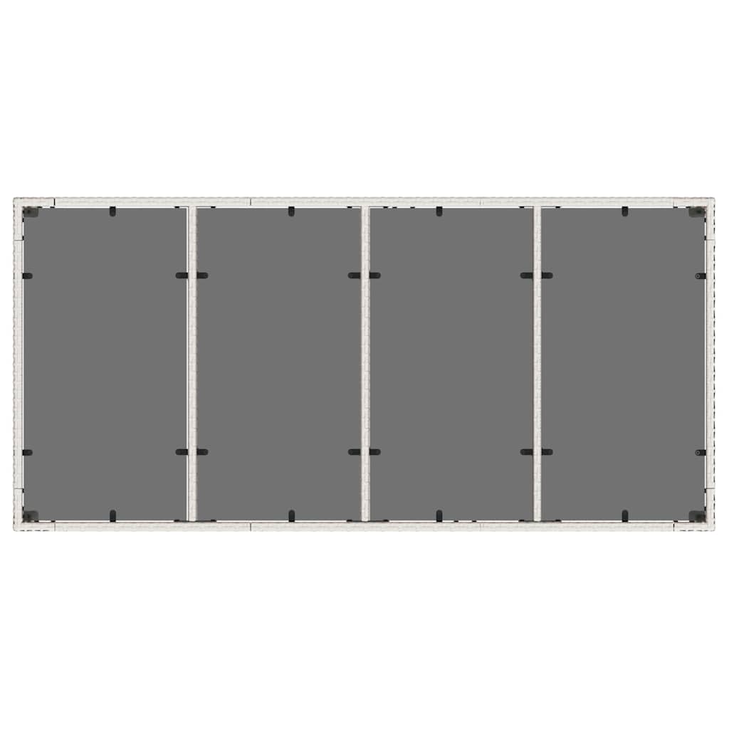 Mesa de jardim com tampo de vidro 190x90x75 cm vime PE branco