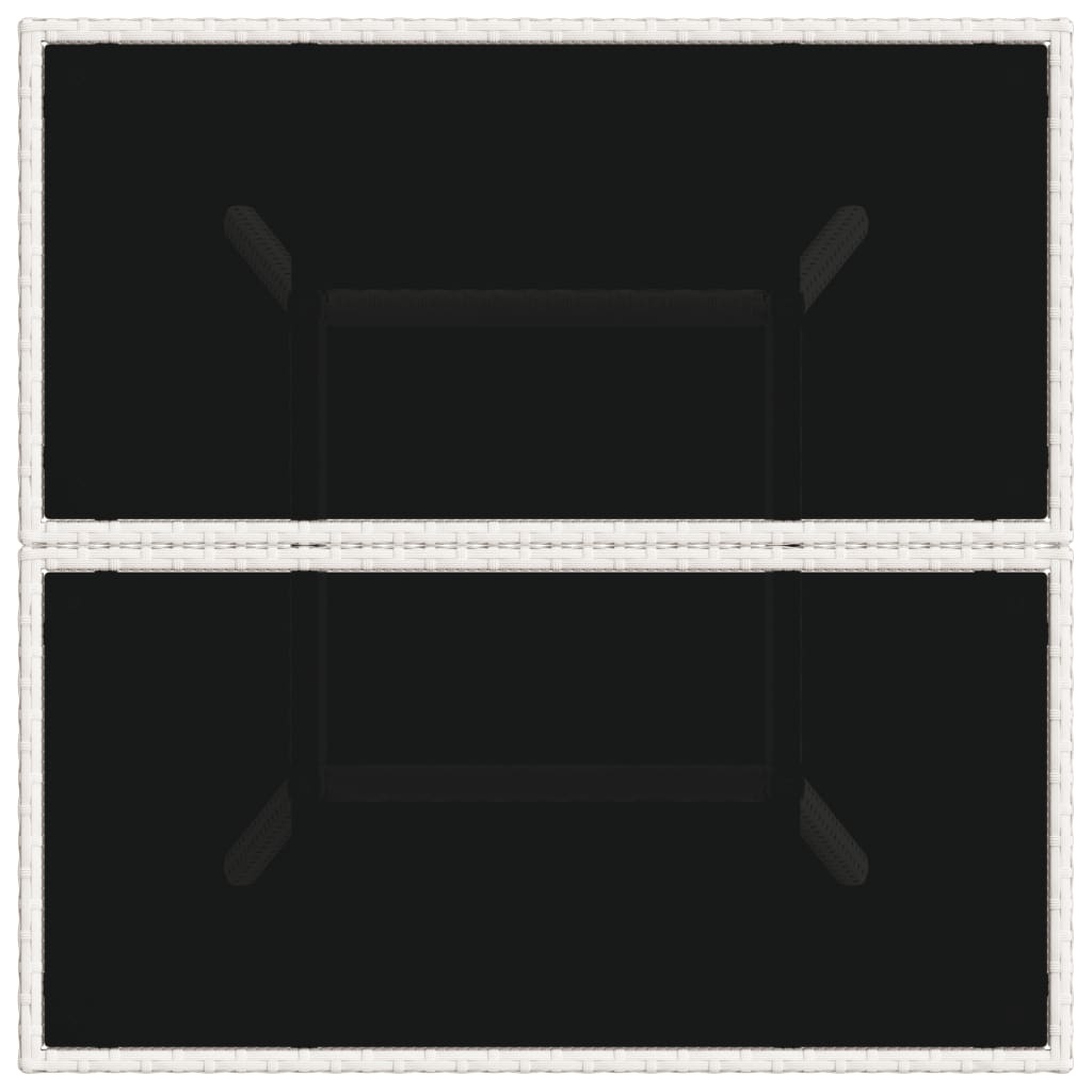 Mesa de jardim com tampo de vidro 80x80x75 cm vime PE branco