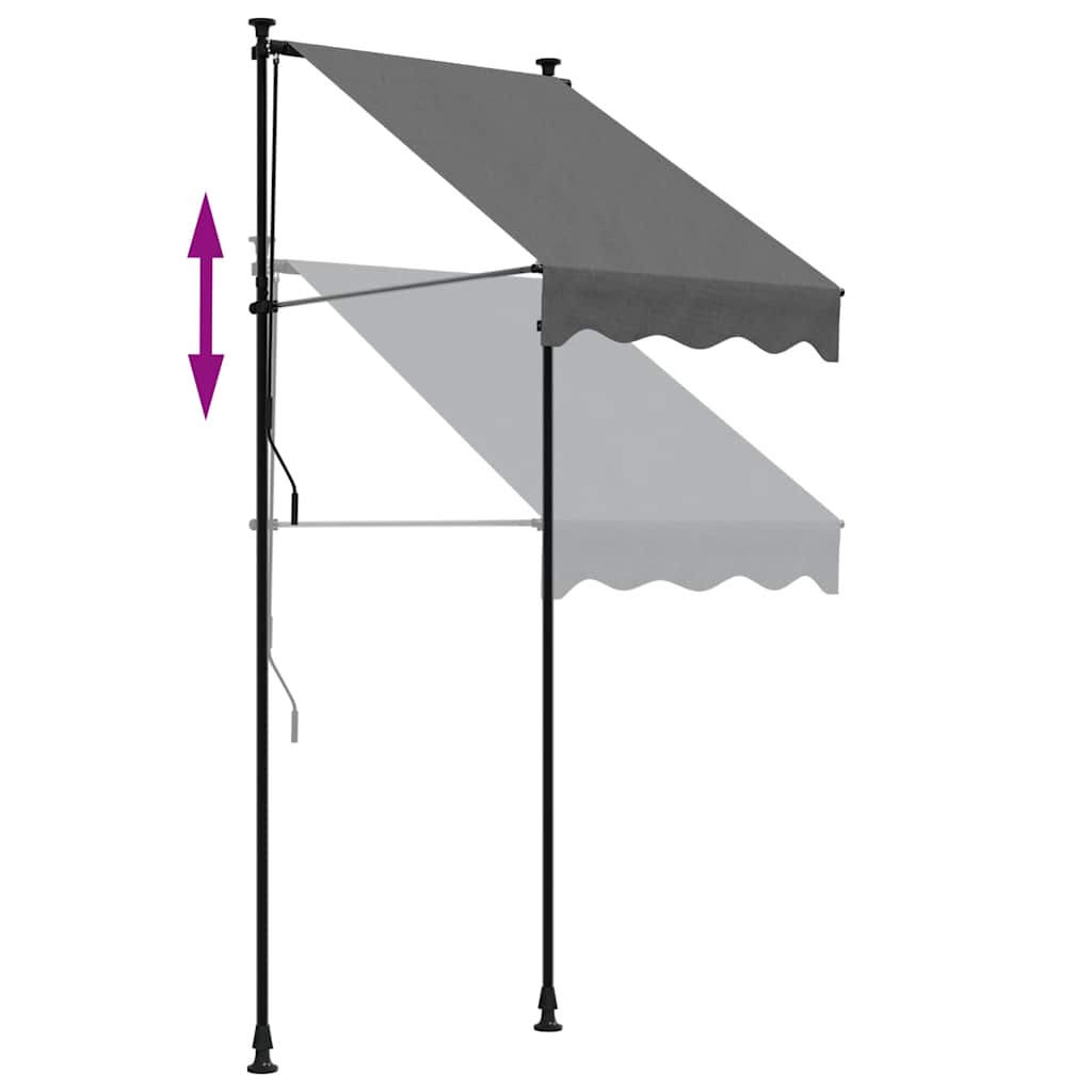 Toldo retrátil 100x150 cm tecido e aço antracite