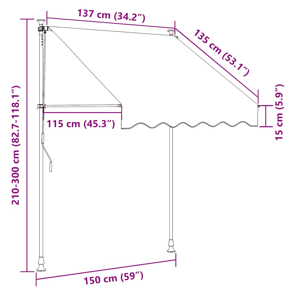 Toldo retrátil 150x150 cm tecido e aço antracite