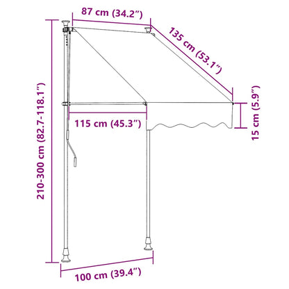 Toldo retrátil 100x150 cm tecido e aço cor creme