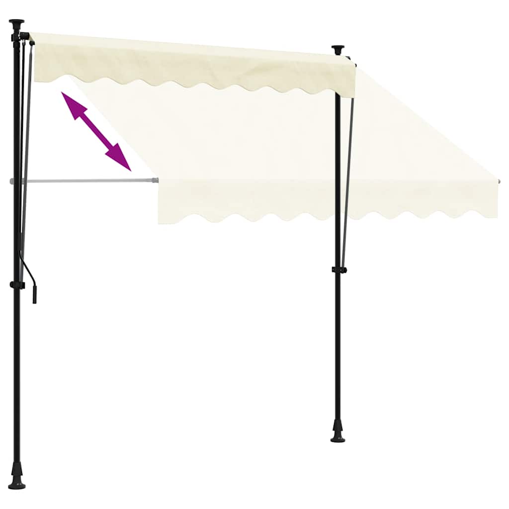 Toldo retrátil 200x115 cm tecido e aço cor creme