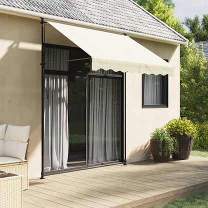 Toldo retrátil 200x115 cm tecido e aço cor creme