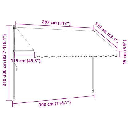 Toldo retrátil 300x150 cm tecido e aço cor creme