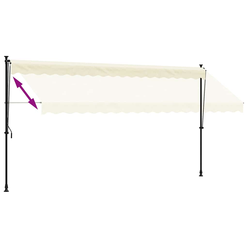 Toldo retrátil 400x150 cm tecido e aço cor creme