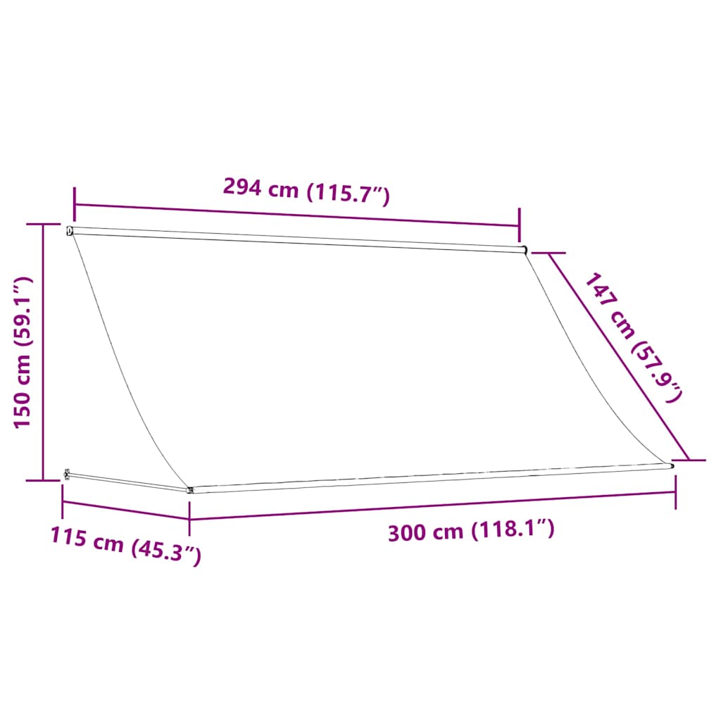 Toldo retrátil 300x150 cm tecido e aço antracite
