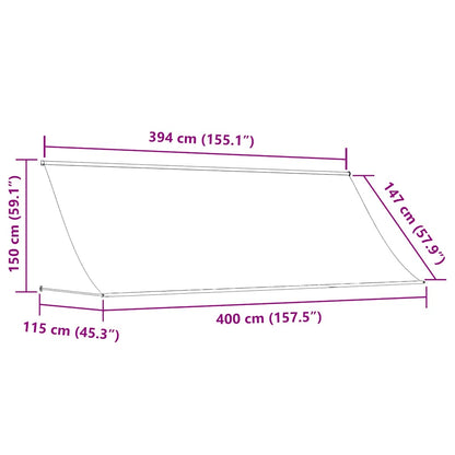 Toldo retrátil 400x150 cm tecido e aço cor creme