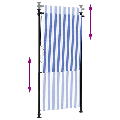 Estore de rolo para exterior 120x270cm tecido/aço azul e branco