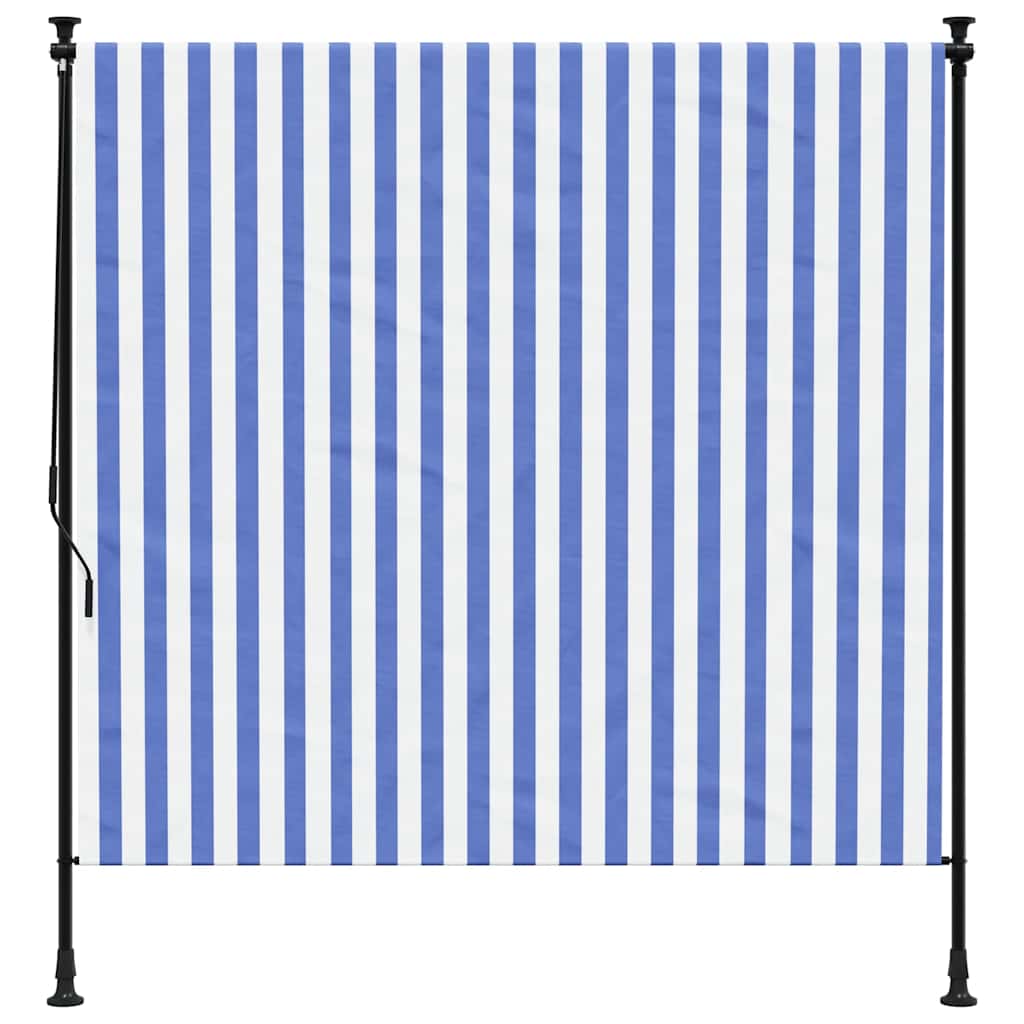 Estore de rolo para exterior 150x270cm tecido/aço azul e branco