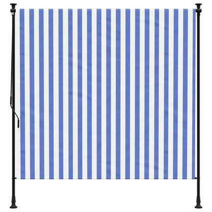 Estore de rolo para exterior 150x270cm tecido/aço azul e branco