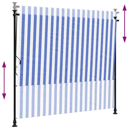 Estore de rolo para exterior 200x270cm tecido/aço azul e branco