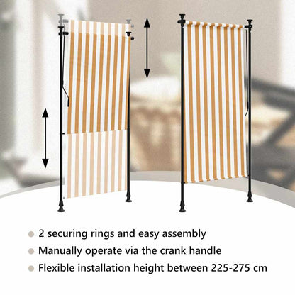 Estore de rolo exterior 100x270 cm tecido/aço laranja e branco