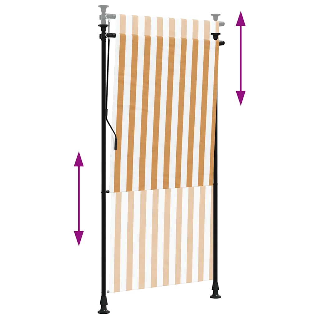 Estore de rolo exterior 120x270 cm tecido/aço laranja e branco