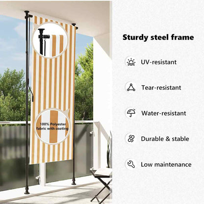 Estore de rolo exterior 120x270 cm tecido/aço laranja e branco