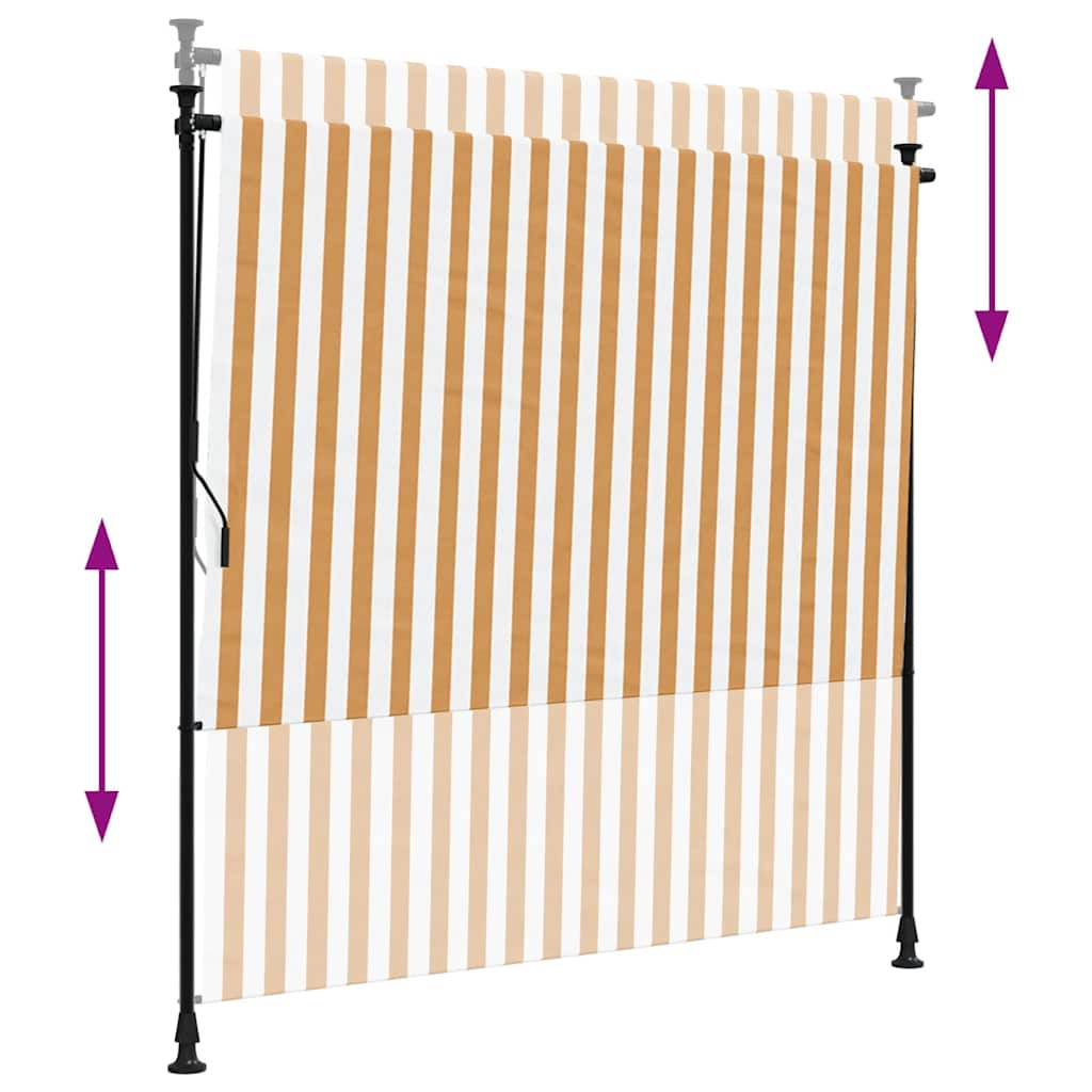 Estore de rolo exterior 150x270 cm tecido/aço laranja e branco
