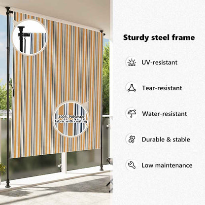 Estore de rolo exterior 150x270 cm tecido/aço amarelo e branco