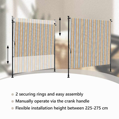 Estore de rolo exterior 150x270 cm tecido/aço amarelo e branco