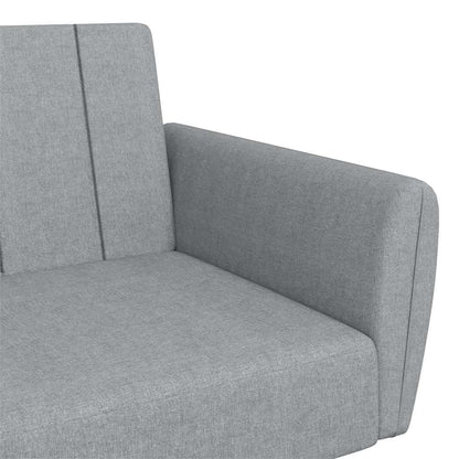 Sofá-cama de 2 lugares c/ apoio de pés tecido cinzento-claro