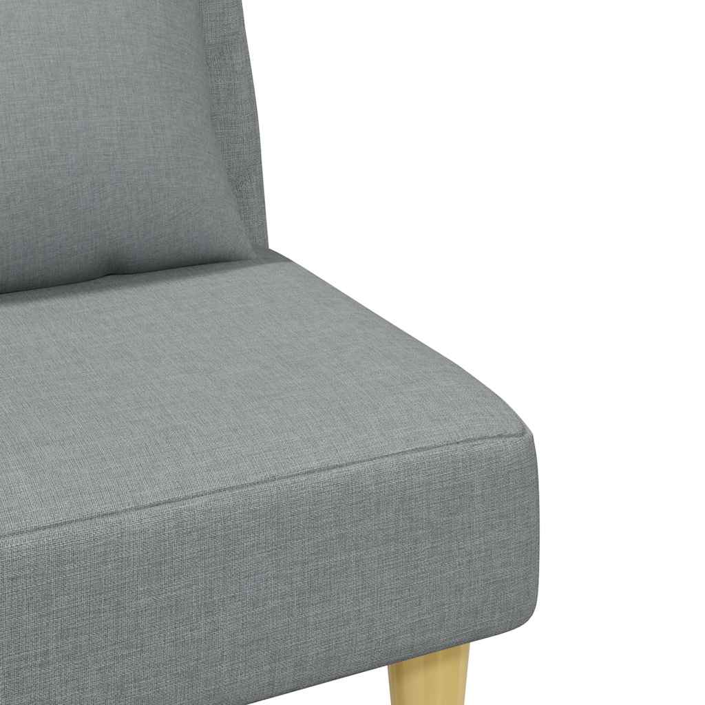 Sofá-cama 2 lugares c/ almofadas e apoio pés tecido cinza-claro