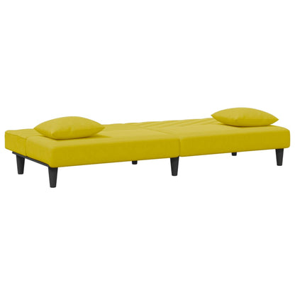 2 pcs conjunto de sofás com almofadas veludo amarelo